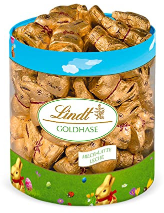 Lindt Schokolade Mini GOLDHASEN | 700 g Köcher | 70 x 10 g Mini GOLDHASEN | Vollmilchschokolade im Köcher | Osterschokolade | Schokoladengeschenk | Schokoladenhasen | Osterhase
