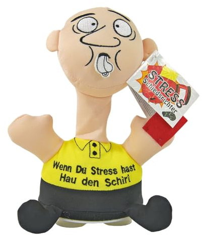 Kögler 75587 - Stoffpuppe Stress - Max, Schiri, ca. 23 cm groß, Figur mit Saugnäpfen an der Unterseite, zum Abbau von Stress, Wut und Aggressionen