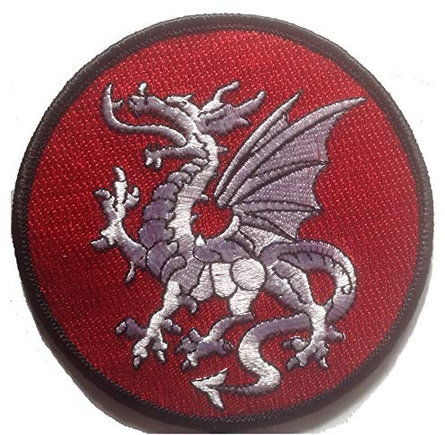 English Saxon White Dragon Round Iron or sew on Patch