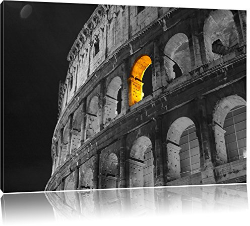 Pixxprint schönes Amphitheater in Rom B&W, Größe: 100x70cm, Leinwandbild, fertig gespannt, Wandbild, Dekoration, Kunstdruck, kein Poster