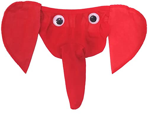 Funslip Elefant mit Haaren Rot Stringtanga Partygag Scherzartikel Unterwäsche