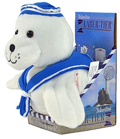 Kögler 75698 - Labertier Matrosen Seehund Skibi, ca. 20 cm groß, nachsprechendes Plüschtier mit Wiedergabefunktion, plappert alles witzig nach und bewegt sich, batteriebetrieben