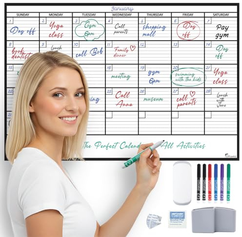 OfficeAid Large Laminated Dry Erase Wall Calendar (Medium (24 36))