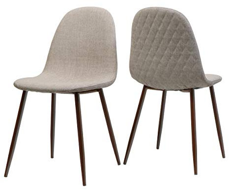 Great Deal Furniture Camden Mid Century Esszimmerstühle aus Weizenstoff, Beine aus dunklem Walnussholz, 2 Stück