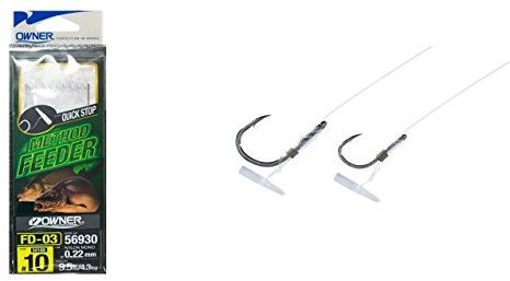Owner Method Feeder Angelhaken mit Quick Stop - 6 Haken zum Feederangeln auf Friedfische, Feederhaken, Einzelhaken zum Feedern, Gr./Durchmesser/Tragkraft:Gr. 14/4.0kg /0.20mm