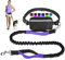 Hundeleine zum Laufen, Spazierengehen, Training, Wandern, Doppelgriff, stoßdämpfender, reflektierender Bungee, Verstellbarer Hüftgurt und Tasche, ideal für mittelgroße bis große Hunde (Schwarz/Lila)