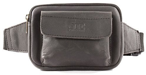 LECONI Gürteltasche Bauchtasche Leder Hüfttasche für Damen + Herren Festivaltasche Büffelleder querformat Frauen Männer 18x14x6cm schwarz LE9015