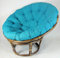 Rattan Papasansessel,Papasan Durchmesser 110 cm, Fb. Dunkelbraun, Polster Uni Living 454 türkis