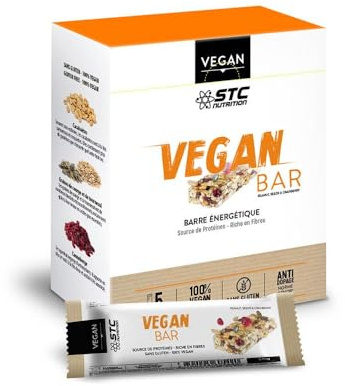 STC NUTRITION – Vegan Bar - Energieriegel - Proteinquelle - Ballaststoffreich - Erdnuss, Kerne und Cranberry - Anti-Doping - 100% vegan - 5 Riegel