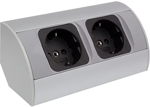 CornerBox 2x Schuko Tisch Ecksteckdose Tischsteckdose IP20 Aluminium