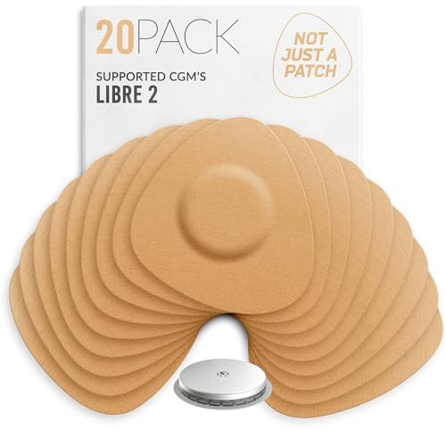 Not Just A Patch Freestyle Libre 2 Sensor Covers (20 Pack) Lingo CGM Patches for Freestyle Libre 2 - Water Resistant & Durable for 10-14 Days - Beige