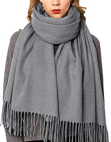 LEIDAI Damen Wollschal Pashmina Schals Kaschmir Winter-Schals für Frauen Schal Umhänge(8#Grau)