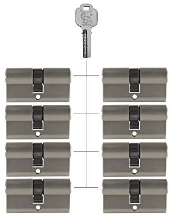 8x Profilzylinder 60 mm 30/30 gleichschließend inkl. 40 Schlüssel