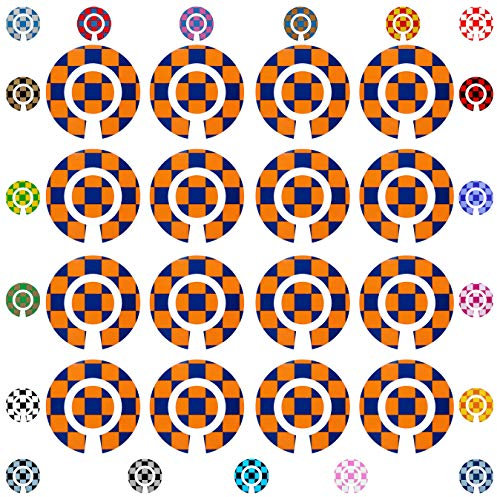 Acclaim Lawn Bowls Identification Stickers Markers Standard 5.5 cm Diameter 4 Full Sets Of 4 Self Adhesive Large Check Two Colour (Navy Blue/Orange)