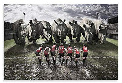 Huangchen Rhino Rugby Poster, dekoratives Gemälde, Leinwand, Wandkunst, Wohnzimmer, Poster, Schlafzimmer, Gemälde, 30 x 45 cm