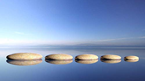 Pixblick Fototapete - Zen Steine auf blauem Wasser (Selbstklebende Vlies-Fototapete) 100 x 56 cm