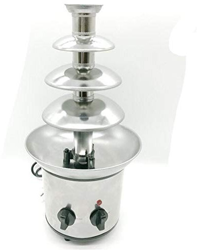 BCLGCF 4 Tiers Chocolate Fondue Large Fountain, Stainless Steel Electric Chocolate Melting Machine, Extra Deep Drip Tray for Commercial & Household Birthday Christmas Eve,EU