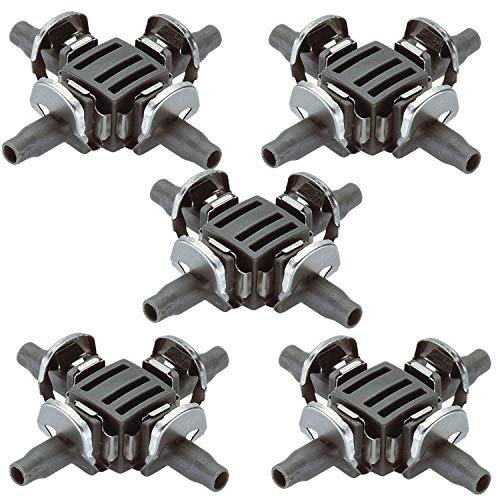 Bewässerung 5X Gardena Kreuzstück Verteiler Zubehör für das Micro-Drip-System 4,6 mm (3/16) Adapter (5X Kreuzstück 4,6mm)