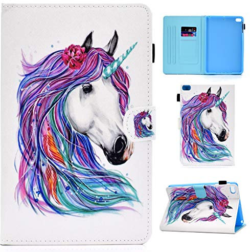 Case for iPad Mini 2/3/4/5 Case, iPad Mini 5th/4th generation 7.9'' Cover Slim Flip Wallet Stand Case with Auto Sleep/Wake Card Holder, for iPad Mini 5 4 3 2 1 Tablet, White unicorn