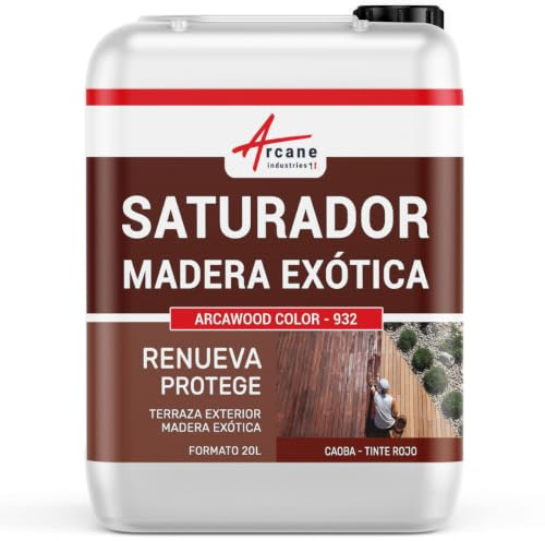 Saturateur Bois Exotique Hydrofuge Terrasse 20 L Acajou - Teinte Rouge | Hydrofuge Terrasses et Bois Exotiques, Nourrit en Profondeur, Incolore ou Teinté, Protège des Uv - Arcane Industries