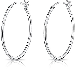DTPsilver® 925 Sterling Silber Runde Kreolen Scharnierbügel Ohrringe - Klein/Mittelgroße/Groß - Dicke 1.2 mm - Durchmesser: 10, 12, 14, 16, 18, 20, 25, 30, 35, 40, 50, 60 mm