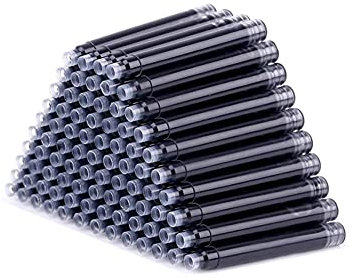 40Pcs Ink Cartridge Disposable Erasable Blue Fountain Pen Refills Black Refills 3.4 mm Bore Diameter Universal Ink Sac (40Pcs Black(Non-erasable))