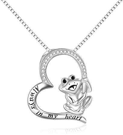 AXELUNA Collier grenouille pour femme en argent sterling S925 avec pendentif en forme de grenouille - Cadeau pour maman, fille, anniversaire, Argent sterling, En argent sterling