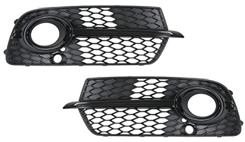 KIMISS 2PCS Anteriore Fendinebbia Copertura in Rete ABS Sinistra Destra Griglia Fendinebbia Trim per Q5 SQ5 2013‑2017 (Nero Lucido)