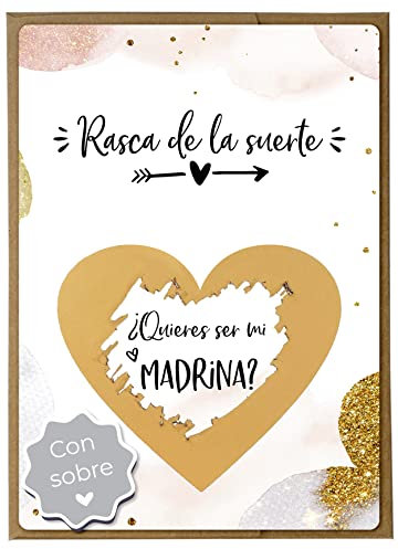 Joli Coon Tarjeta de rascar Quieres ser mi madrina con sobre
