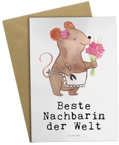 Mr. & Mrs. Panda Grußkarte Nachbarin - Geschenk, Glückwunschkarte, Freundin, Klappkarte, Nachbarschaft, Nachbarn, Hochzeitskarte, Einladungskarte,
