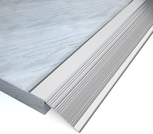 NeatiEase Threshold Ramps for Doorways, 48 Metal Floor Transition Strip Replacement, Aluminum Floor Reducer Molding for Carpet/Entry Door/Tile/Threshold/Wheelchair (Silver)