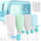 Noideeer 18 Pcs Travel Bottles Set for Toiletries, TSA Approved Travel Size Containers with Bandage Silicone Squeezable for Shampoo Conditioner Lotion Body Wash (Multicolour+Blue Bag)