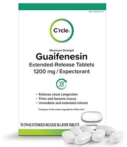Guaifenesin Expectorant Mucus Relief 1200 mg Maximum Strength - 56 Tablets