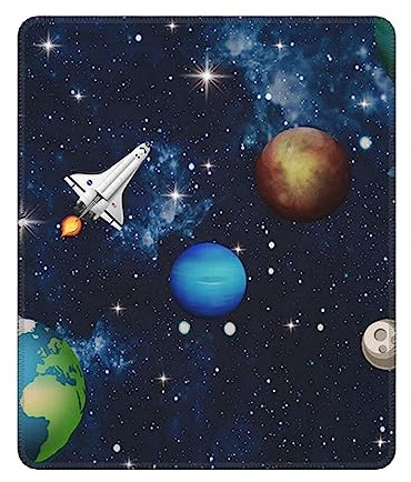 Outer Space Rocket Astronaut bedrucktes quadratisches Mauspad rutschfestes Gummi-Gaming-Mauspad für Home Office Laptop