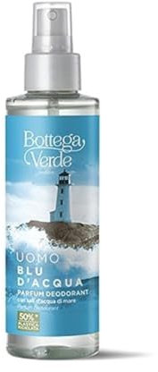 Bottega Verde - Deodorante Uomo, Blu D'Acqua, 150 ml, Arricchito con Succo di Aloe e Olio Essenziale di Menta, Protezione Prolungata