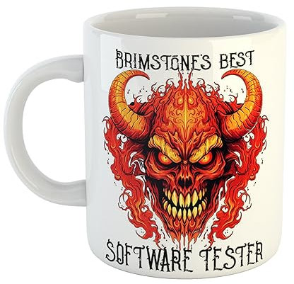 Just The Shirt Brimstones Best Software Tester Mug Hellish Demon Gift for Professionals, 11 oz Ceramic Mug