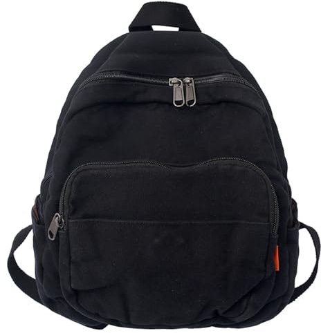 Makukke Rucksack Damen Klein, Canvas Cityrucksack Rucksäcke Daypacks Damen Rucksackhandtaschen Rucksack Für Lässig Schule Travel Wandern Arbeit,Schwarz Rucksack