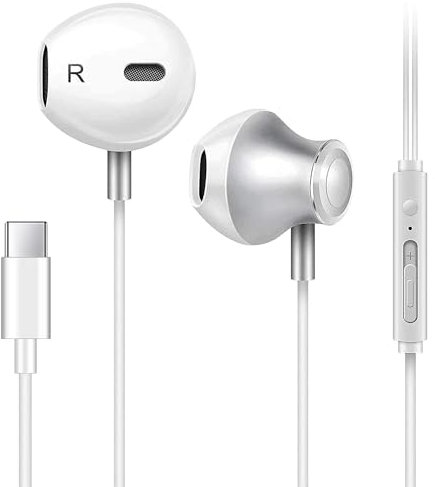 GAMURRY USB-C Ecouteurs Haute Qualité Audio,Écouteurs Casque antibruit avec Microphone pour Samsung S20, Huawei P30/40, iPad Pro 2018, Google Pixelet Autres périphériques d'interface de USB C- Blanc