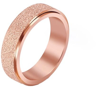 Whoiy Ausgefallene Trauringe Rosegold mit Gravur, Edelstahl Ringe Spinner Matt Ring Hochzeitstag 5.6MM für Frauen Größe 60 (19.1)
