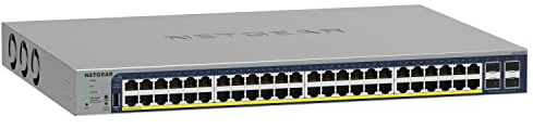 NETGEAR 52-Port PoE Gigabit Ethernet Smart Switch (GS752TPP): Managed, Option. Insight Cloud Management, 48 PoE+ bei 760W, 4 1G-SFP, Wand-/Rack-Montage, eingeschränkte Garantie für ges. Nutzungsdauer