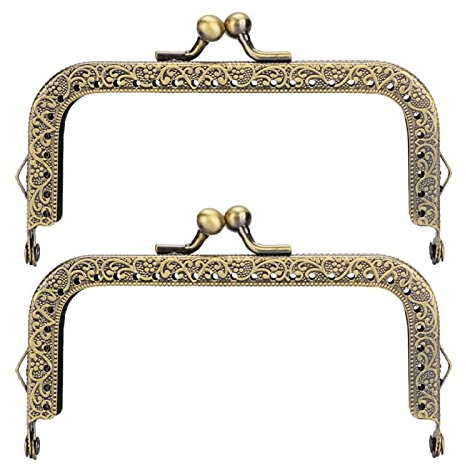 Marco De Monedero, 2 Piezas Marco De Monedero Cuadrado De Bronce Antiguo Clip De Marco De Bolso De Monedero De Metal En Relieve Retro Cierre Suave Para Abrir Y Cerrar Para Hacer Monederos(10.5cm)