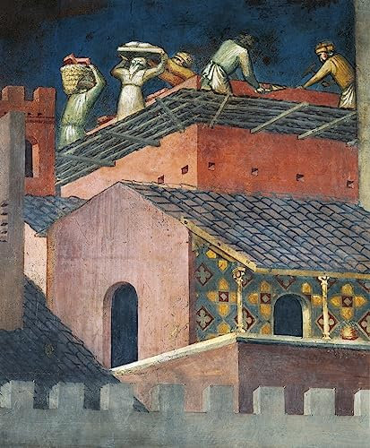 PSVDCTOO Vintage Malerei Poster Poster Bilder Auswirkungen einer g Regierung auf Freimaurer in der Stadt von Ambrogio Lorenzetti für Home Dekoration60x90cm