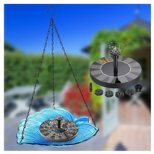 Fontaine Solaire Exterieure De Jardin avec Bain d'oiseaux Suspendu Jardin Extérieur De Fontaine d'eau Solaire Flottant sur Pied Pompe Fontaine Solaire,Style7