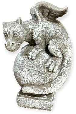 OriginalPaul Skulp & Betondesign Drache auf Kugel: Massive Steinfigur, Steinguss, 8kg, 32x19x18cm,
