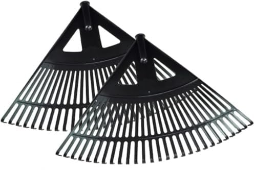 pokm toolsmarket - 2 rastrelli da giardino, extra larghi, XXL, nero, rastrello per foglie e foglie, in plastica, 58 cm di larghezza, 27 denti, set da 2 pezzi.
