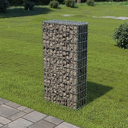 AUVYI Steinkorb Gartendeko Gabionenwand mit Abdeckung 50x20x100 cm Gartenzaun Gabione Stabile Konstruktion Pflanzenwand Steingabionen Steingabione Gabionenkörbe Verzinkter Stahl