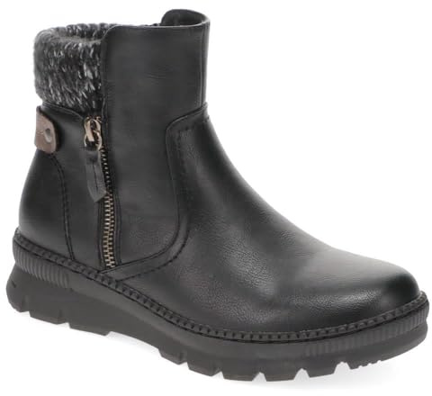 Pavers Knitted Cuff Ankle Boots - Black Size 7