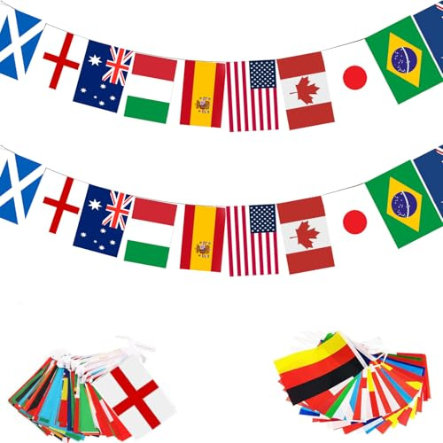 2026 World Cup Bunting Flags - World Cup Football 2026 Decoration - Includes 16 Teams Flags for Garden, Bar, Restaurant, Party Decorations (1 PACK, 14 * 21cm)