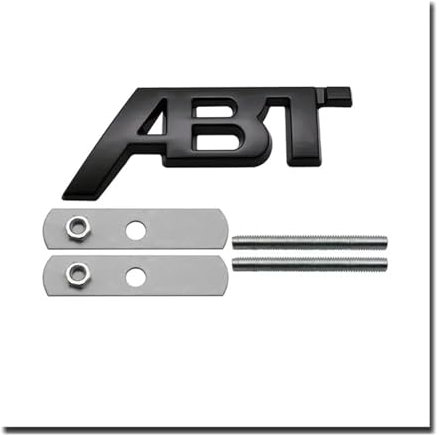 AQXYWQLL 3D Metall ABT Abzeichen Auto Kofferraum Aufkleber Lufteinlassgitter Dekoration(Glossy Black-8.2cm*3.2cm Grill)