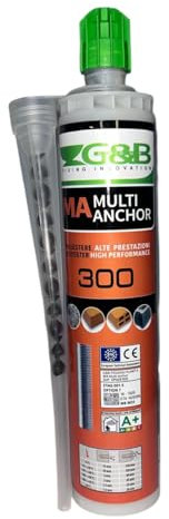 Cheville chimique en résine polyester 300 ml - Ancrage chimique haute résistance - Durcissement rapide - Sans expansion - Pour fixation d'auvents, antennes, escaliers en béton, brique et pierre